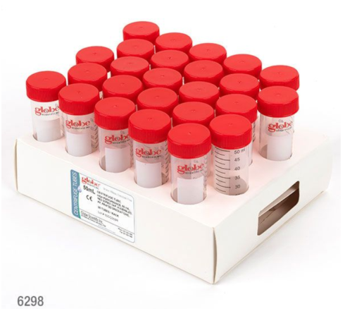 Centrifuge Tubes with Caps, Sterile, 50 mL, 500/CS (20 Racks of 25), Globe Scientific, 6298