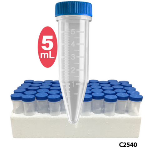 MacroTube, Five-O, 5.0 mL, Sterile, Attached Screw Caps, 500/CS (10 Foam Racks of 50 Tubes), MTC Bio, C2540