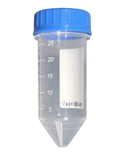 Centrifuge Tubes, 25 mL Polypropylene, With Screw Caps, Sterile, 8 Foam Racks of 25, MTC Bio, 200/PK, C2625-R