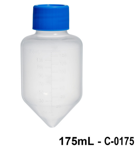 Centrifuge Tubes, Large Volume, 175 mL, Polypropylene with High-Density Polyethylene Plug-Type Screw Caps, 120/CS (20 Sterile Bags of 6 Tubes), MTC Bio, C0175
