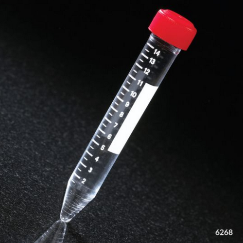 Centrifuge Tube, 15 mL, Separate Red Screw Cap, Polystyrene, Printed Graduations, 500/CS, Globe Scientific, 6268