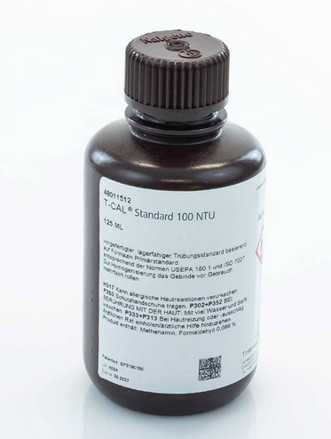 T-CAL Turbidity Standard, 100 NTU, 125 mL Amber Poly Bottle, Lovibond, 48011512