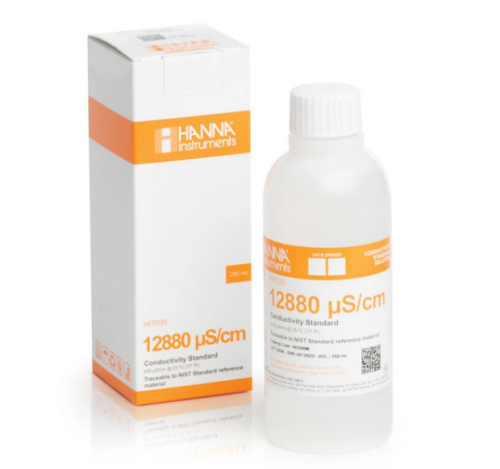 12880 microS/cm Conductivity Standard, 230 mL Bottle, Hanna Instruments, HI7030M