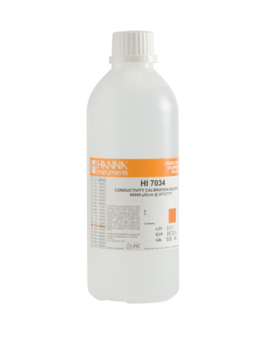 80000 µS/cm Conductivity Standard, 500 mL Bottle, Hanna Instruments, HI7034L