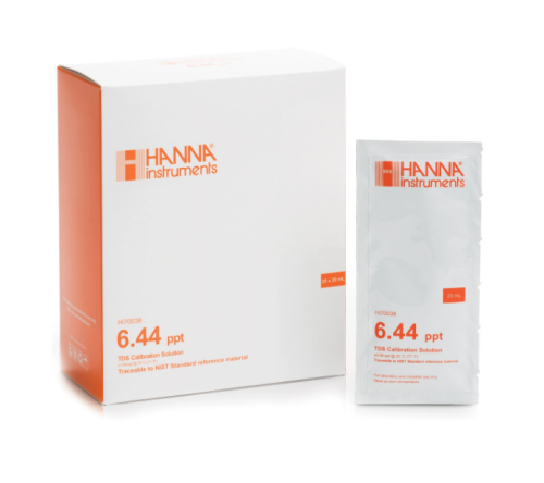 6.44 g/L (ppt) TDS Calibration Solution, 25 x 20 mL, Hanna Instruments, HI70038P