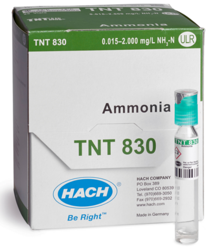 Ammonia TNTplus Vial Test, Ultra Low Range (ULR), 0.015 to 2.00 mg/L NH3-N), 25 Tests, HACH, TNT830