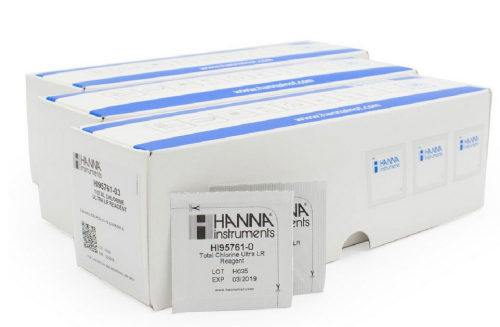 Total Chlorine Ultra Low Range Reagent, 300 Tests/PK, 0.000 to 0.500 mg/L Free Chlorine, Hanna Instruments, HI95761-03