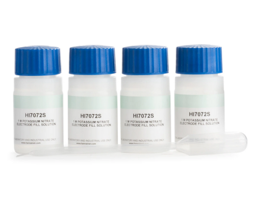 Electrolyte Fill Solution, 1M KNO3, 4 x 30 mL Bottles, for Double Junction and ISE Probes, Hanna Instruments, HI7072