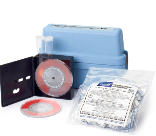 Iron Color Disc Test Kit, Model IR-18A, Reagents for 100 Tests Included, Range: 0.02 to 1 mg/L, HACH, 146500