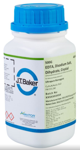 EDTA Disodium Salt Dihydrate 99.0 to 101.0% Crystals, Ultrapure Bioreagent Molecular Biology Grade, 500 g
