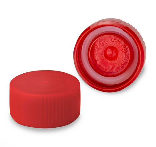 Screw Cap for Microtube, with O-Ring, Red, Non-Sterile, 1000/PK, Globe Scientific, 111671R