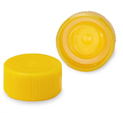 Screw Cap for Microtube, with O-Ring, Yellow, Non-Sterile, 1000/PK, Globe Scientific, 111671Y