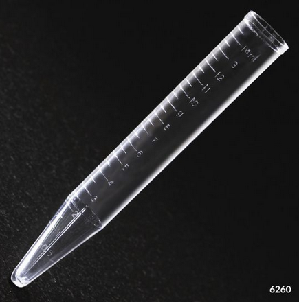 Centrifuge Tube, 15 mL, Polystyrene, Molded Graduations, Non-Sterile, 250/PK, Globe Scientific, 6260-250