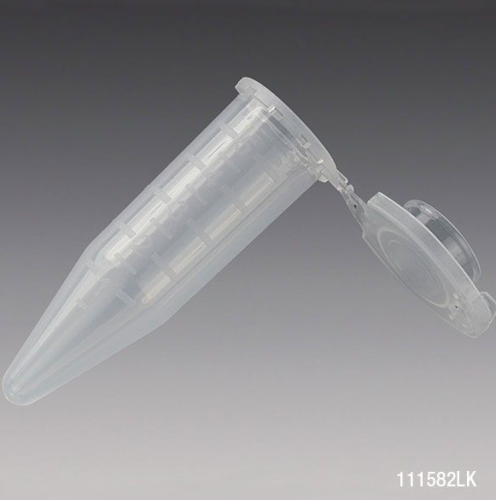 Microcentrifuge Tube, 0.5 mL, Polypropylene, Attached Locking Snap Cap, Graduated, Natural, Lot Certified, Non-Sterile, 10000/CS, Globe Scientific, 111552LK