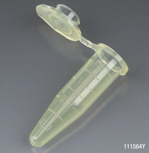 Microcentrifuge Tube, 1.5 mL, Polypropylene, Attached Snap Cap, Graduated, Assorted Colors, Certified, Stand Up Zipper Closure Bag, Non-Sterile, 10000/CS, Globe Scientific, 111564AST