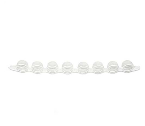 Cap Strip, 9 mm, Polypropylene, Natural, (For use with # 110580 & 110585 Tubes), Non-Sterile, 600/PK (75 Strips of 8), Globe Scientific, 110586