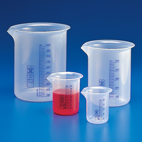 Beaker, Polypropylene (PP), Printed Graduations, 50 mL, EA, Globe Scientific, 601822-1