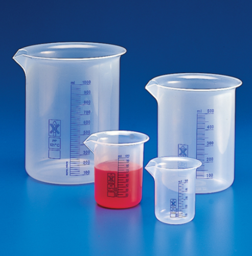 Beaker, Polypropylene (PP), Printed Graduations, 2000 mL, EA, Globe Scientific, 601827-1