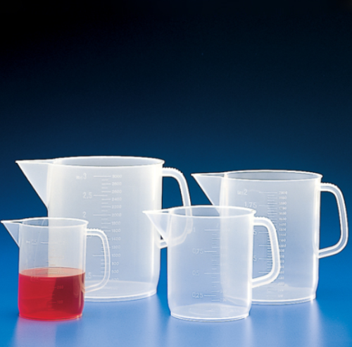 Beaker with Handle, Polypropylene (PP), Molded Graduations, 2000 mL, 36/CS, Globe Scientific, 601158