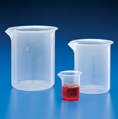 Beaker, Polypropylene (PP), Molded Graduations, 250 mL, 16/CS, Globe Scientific, 601805