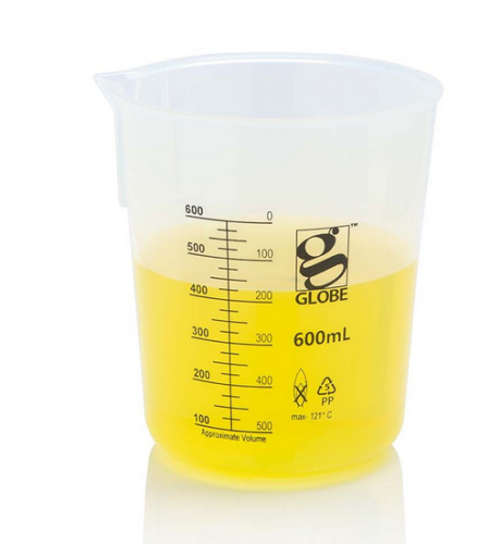 Beaker, Diamond Essentials, Griffin Style, Low Form, Printed Graduations, Polypropylene (PP), 600 mL, 24/CS, Globe Scientific, 3650-600