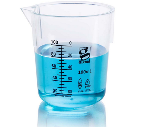Beaker, Diamond Essentials, Griffin Style, Low Form, Printed Graduations, Polymethylpentene (PMP), 100 mL, 48/CS, Globe Scientific, 3652-100