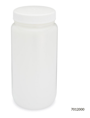 Bottle, Wide Mouth, High-Density Polyethylene (HDPE) Bottle, Attached Polypropylene (PP) Screw Cap, 2 L (0.5 Gallons) 6/CS, Globe Scientific, 7012000