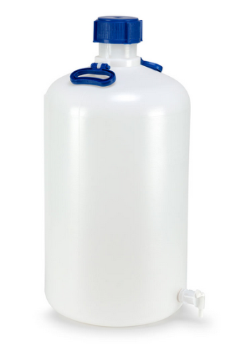 Carboy with Spigot, High-Density Polyethylene (HDPE), Heavy-Duty, 50 L, EA, Globe Scientific, 601666