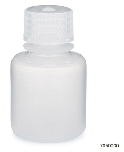 Bottle, Narrow Mouth, Polypropylene (PP) Bottle, Attached Polypropylene (PP) Screw Cap, 30 mL, 72/CS (6 Bags of 12), Globe Scientific, 7050030
