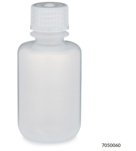 Bottle, Narrow Mouth, Polypropylene (PP) Bottle, Attached Polypropylene (PP) Screw Cap, 60 mL, 72/CS (6 Bags of 12), Globe Scientific, 7050060