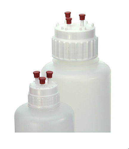 Filling and Venting Closure for Vacuum Bottle, White Polypropylene (PP), 53 mm, EA, Globe Scientific, 70953CAP