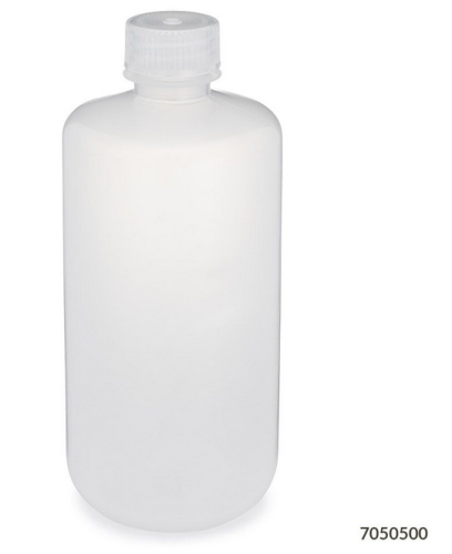 Bottle, Narrow Mouth, Polypropylene (PP) Bottle, Attached Polypropylene (PP) Screw Cap, 500 mL, 48/CS (4 Bags of 12), Globe Scientific, 7050500