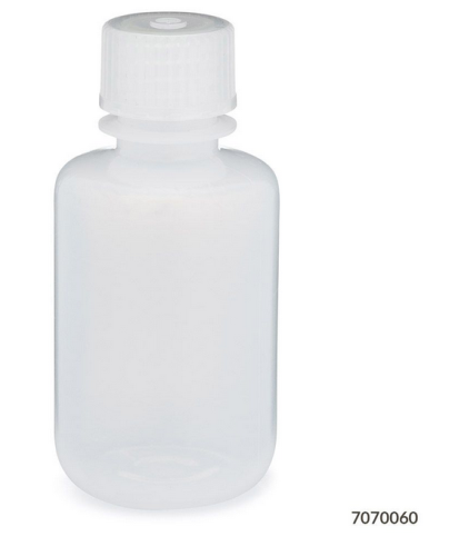 Bottle, Narrow Mouth, Low-Density Polyethylene (LDPE) Bottle, Attached Polypropylene (PP) Screw Cap, 60 mL, 72/CS (6 Bags of 12), Globe Scientific, 7070060