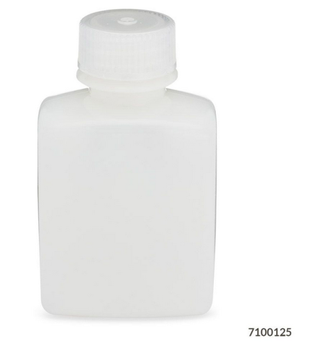 Bottle, Rectangular, High-Density Polyethylene (HDPE) Bottle, 28 mm Polypropylene (PP) Screw Cap, 125 mL (4 oz), 72/CS (6 Bags of 12), Globe Scientific, 7100125