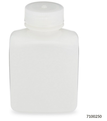 Bottle, Rectangular, High-Density Polyethylene (HDPE) Bottle, 38 mm Polypropylene (PP) Screw Cap, 250 mL (8 oz), 72/CS (6 Bags of 12), Globe Scientific, 7100250