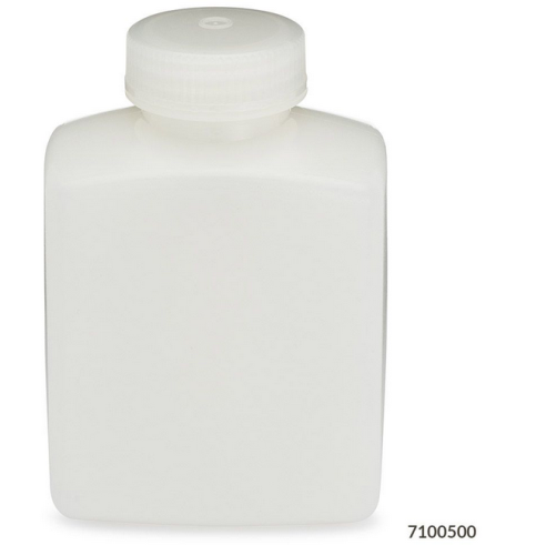 Bottle, Rectangular, High-Density Polyethylene (HDPE) Bottle, 48 mm Polypropylene (PP) Screw Cap, 500 mL (16 oz), 48/CS (4 Bags of 12), Globe Scientific, 7100500