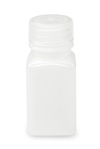 Bottle, Wide Mouth, Square, High-Density Polyethylene (HDPE), Attached Polypropylene (PP) Screw Cap, 60 mL, 72/CS (6 Bags of 12), Globe Scientific, 7180060