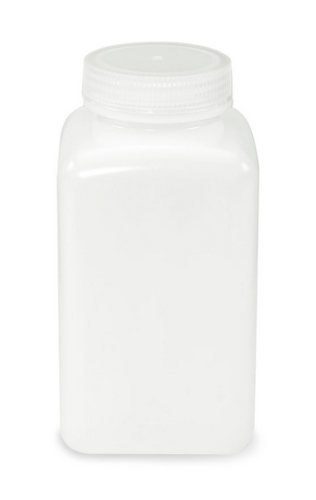 Bottle, Wide Mouth, Square, High-Density Polyethylene (HDPE), Attached Polypropylene (PP) Screw Cap, 1000 mL, 24/CS (4 Bags of 6), Globe Scientific, 7181000