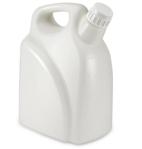 Jerrican, Rectangular with Handle, High-Density Polyethylene (HDPE), 20 L, White Polypropylene (PP) Screwcap, Molded Graduations, 4/CS, Globe Scientific, 7190020