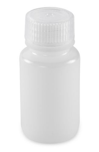 Bottle, Wide Mouth, Round, High-Density Polyethylene (HDPE) with Polypropylene (PP) Closure, 60 mL, Bulk Packed with Bottles and Caps Bagged Separately, 1000/CS, Globe Scientific, 7510060BKS