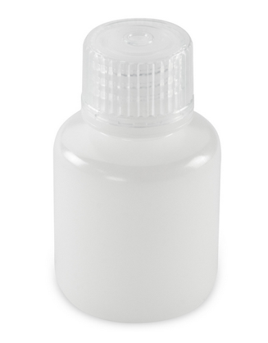 Bottle, Narrow Mouth, Boston Round, High-Density Polyethylene (HDPE) with Polypropylene (PP) Closure, 30 mL, Bulk Packed with Bottles and Caps Bagged Separately, 1000/CS, Globe Scientific, 7560030BKS