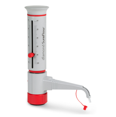 Bottle Top Dispenser, Diamond SureFlow, Standard, 10.0 mL to 100.0 mL, 2.0 mL Increments, Globe Scientific, GBTD-100