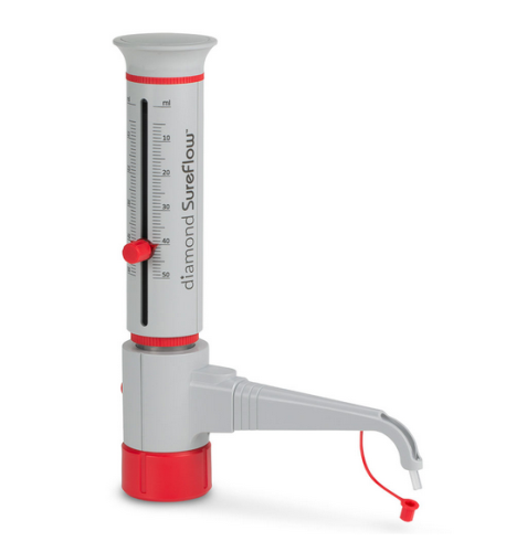 Bottle Top Dispenser, Diamond SureFlow, Standard, 5.0 mL to 50.0 mL, 1.0 mL Increments, Globe Scientific, GBTD-50