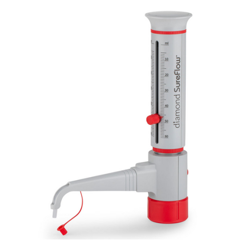 Bottle Top Dispenser, Diamond SureFlow, Standard, 5.0 mL to 60.0 mL, 1.0 mL Increments, Globe Scientific, GBTD-60