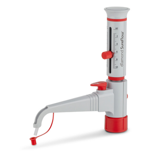 Bottle Top Dispenser, Diamond SureFlow, with Recirculation, 1.0 mL to 10.0 mL, 0.2 mL Increments, Globe Scientific, GBTD-R-10