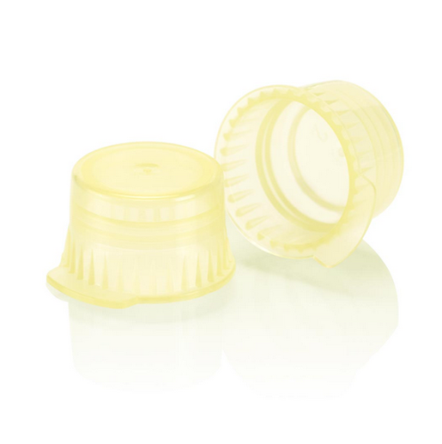 Snap cap, Translucent Yellow, Low Density Polyethylene (LDPE) for 12/13 mm Vacuum and Test Tubes, 1000/Pack, Globe Scientific, 113142Y