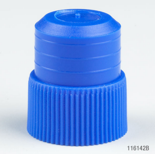 Cap, Plug, 16 mm, Blue, Polyethylene (PE), 10000/CS (10 Bags of 1000), Globe Scientific, 116142B