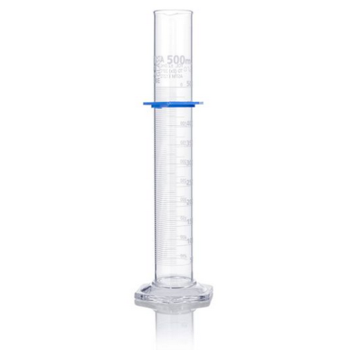 Cylinder, Graduated, Globe Glass, 500 mL, Class A, To Deliver (TD), Dual Graduations, ASTM E1272, 4/CS, Globe Scientific, 8300500