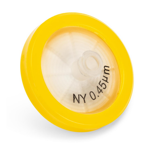 Syringe Filter, Nylon Membrane, 0.45 Micrometers Porosity, 30 mm Diameter, Polypropylene (PP) Housing, Non-Sterile, Bulk Packed, 1000/CS, Globe Scientific, SF-NYLN-4530