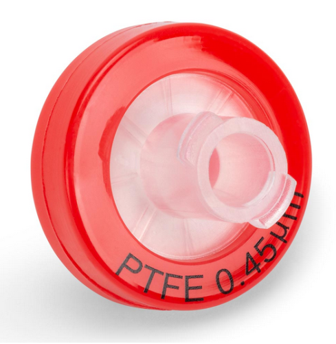 Syringe Filter, Polytetrafluoroethylene (PTFE) Hydrophobic Membrane, 0.45 Micrometers Porosity, 13 mm Diameter, Polypropylene (PP) Housing, Non-Sterile, Bulk Packed, 1000/CS, Globe Scientific, SF-PTFE-H-4513